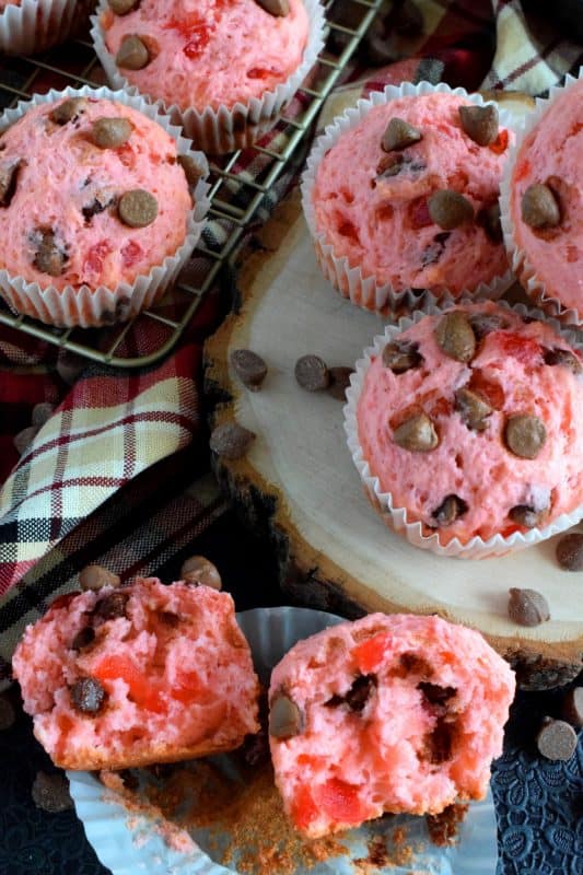 Cherry Chocolate Chip Muffins Recipe with Paradise Candied Cherry